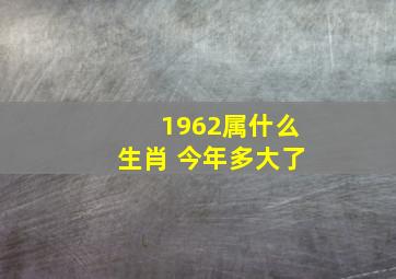 1962属什么生肖 今年多大了